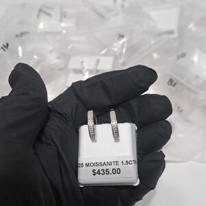 925 Sterling Silver Moissanite Hoop Earrings